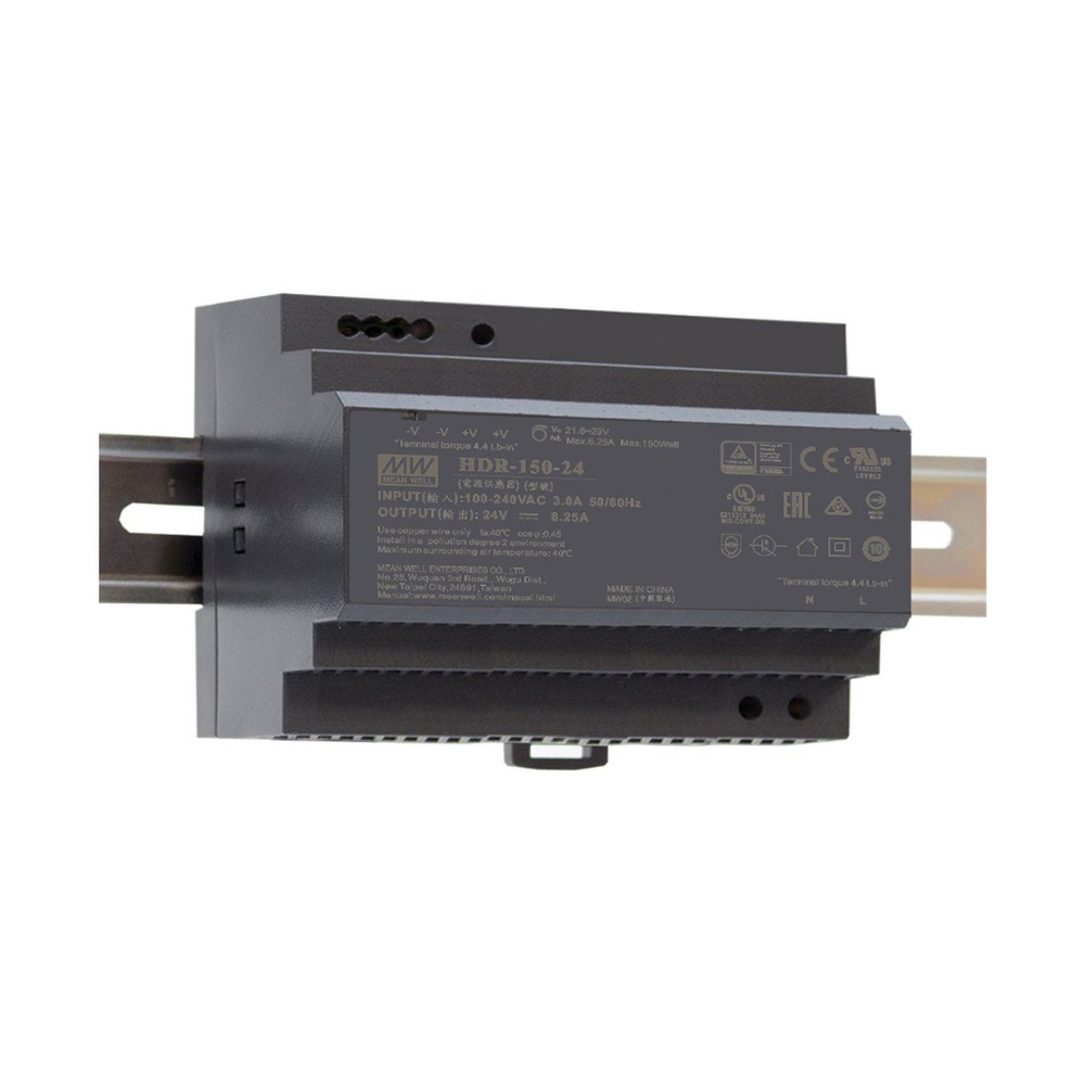 Mean Well AC-DC Ultra slim DIN rail Power Supply, Output 24VDC- HDR-150-24