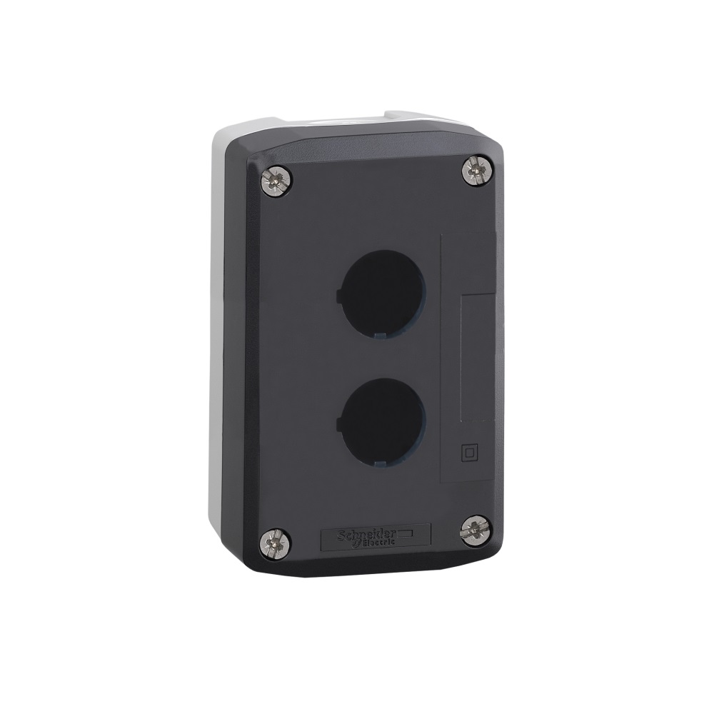 Schneider Empty Enclosure Plastic, Dark Grey lid, for push button 2 cut-outs-XALD02