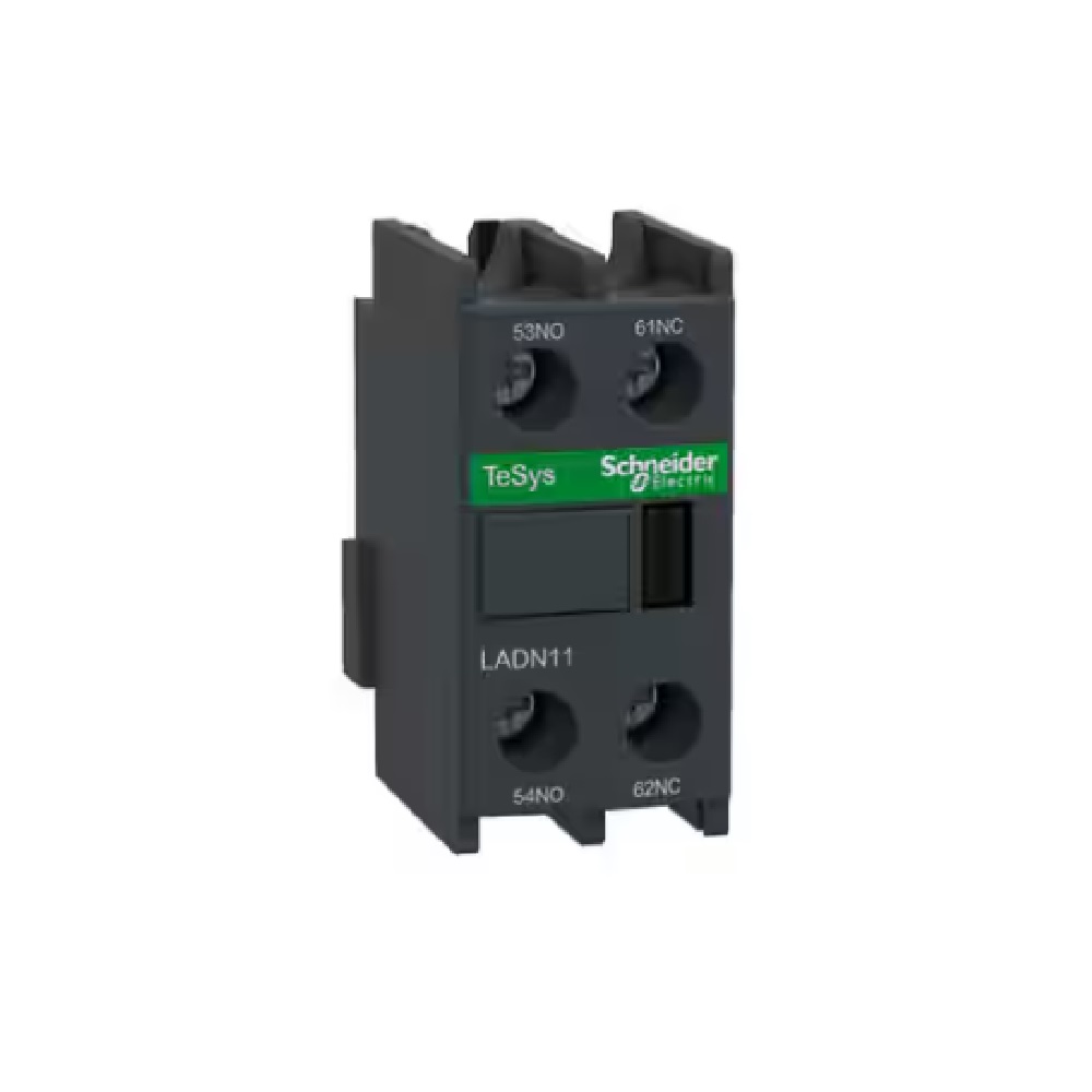 Schneider Auxiliary Contact Block, TeSys D, 1NO+NC, front mounting, screw terminals LADN11