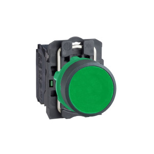 Schneider Push Button, Plastic, flush, green, Ø22, spring return, unmarked, 1 NO-XB5AA31