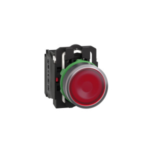 Schneider Illuminated push button, plastic, flush, red, Ø22, spring return 1 NO + 1 NC-XB5AW34M5